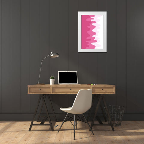 PinkAbstract Waves White Modern Wood Framed Art Print by Aesthete