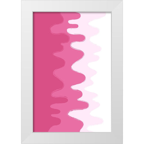 PinkAbstract Waves White Modern Wood Framed Art Print by Aesthete
