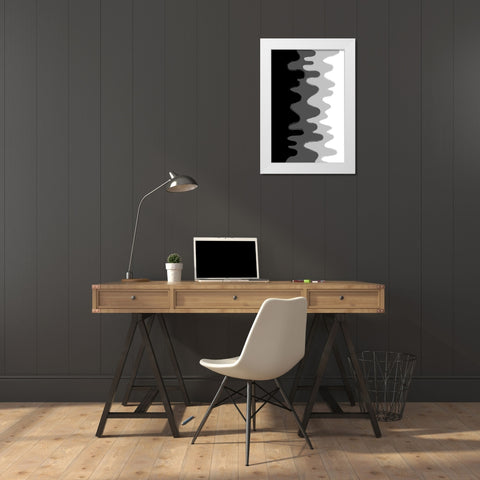 Black Abstract Waves White Modern Wood Framed Art Print by Aesthete