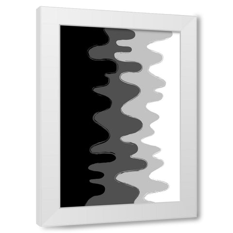 Black Abstract Waves White Modern Wood Framed Art Print by Aesthete