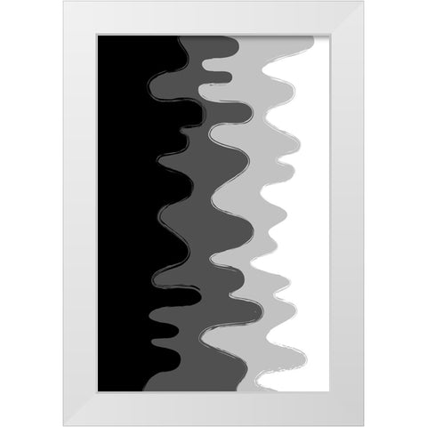 Black Abstract Waves White Modern Wood Framed Art Print by Aesthete
