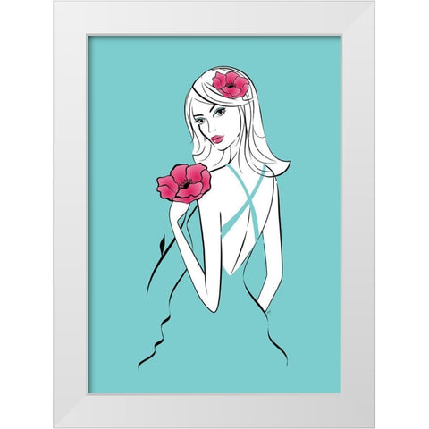 Popply Lady White Modern Wood Framed Art Print by Aesthete