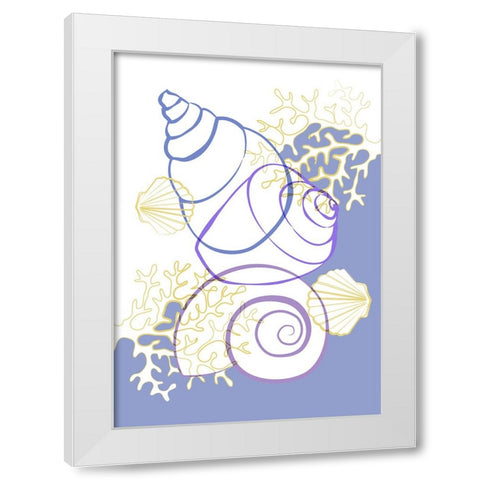 Blue Sea Life White Modern Wood Framed Art Print by Aesthete