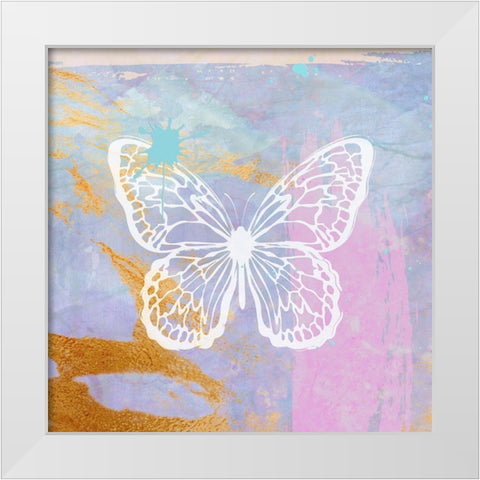 Purple Butterfly White Modern Wood Framed Art Print by Aesthete