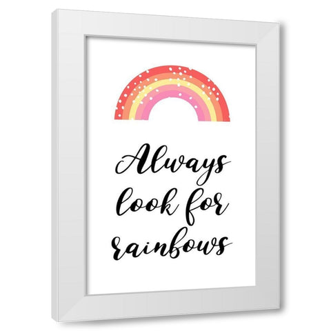 Rainbows White Modern Wood Framed Art Print by Aesthete