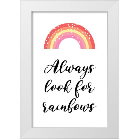 Rainbows White Modern Wood Framed Art Print by Aesthete
