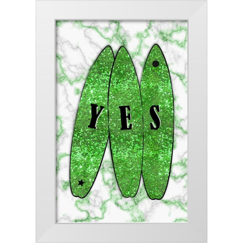 Yes Surt Green White Modern Wood Framed Art Print by Aesthete