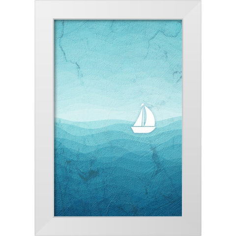 Sea Storm Blue White Modern Wood Framed Art Print by Aesthete