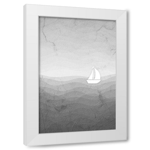 Sea Storm Gray White Modern Wood Framed Art Print by Aesthete