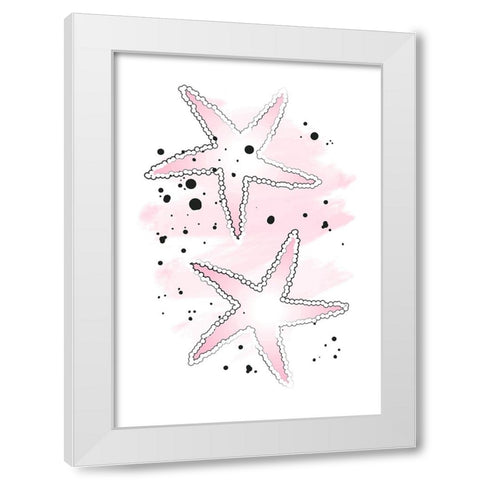 Pink Sea Stars White Modern Wood Framed Art Print by Aesthete