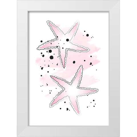 Pink Sea Stars White Modern Wood Framed Art Print by Aesthete