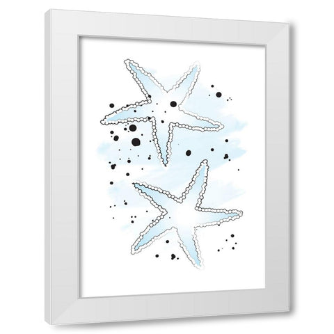 Blue Sea Stars White Modern Wood Framed Art Print by Aesthete