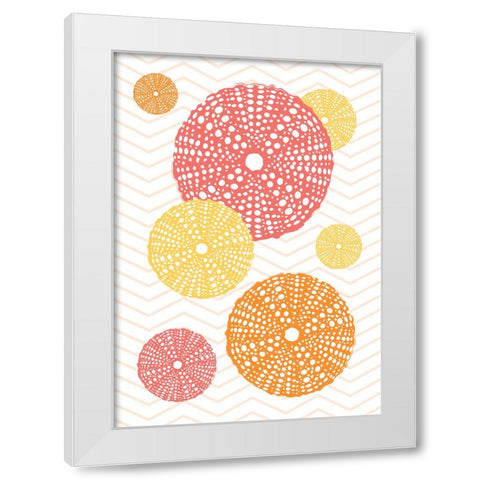 Orange Urchins White Modern Wood Framed Art Print by Aesthete