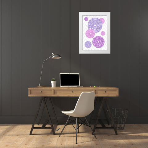 Purple Urchins White Modern Wood Framed Art Print by Aesthete