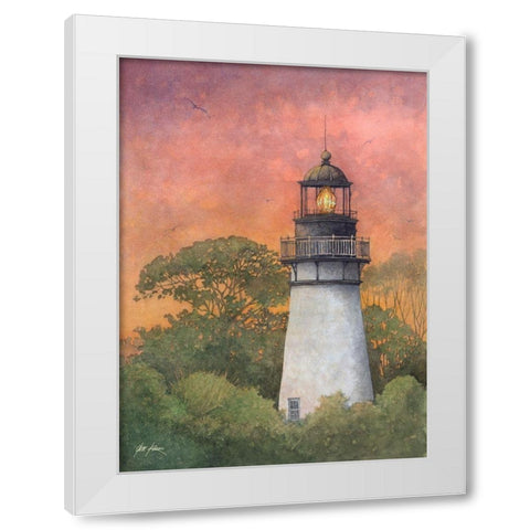 Amelia Island Lighthouse-2 White Modern Wood Framed Art Print by Rizzo, Gene