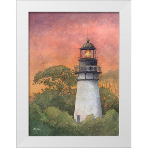 Amelia Island Lighthouse-2 White Modern Wood Framed Art Print by Rizzo, Gene