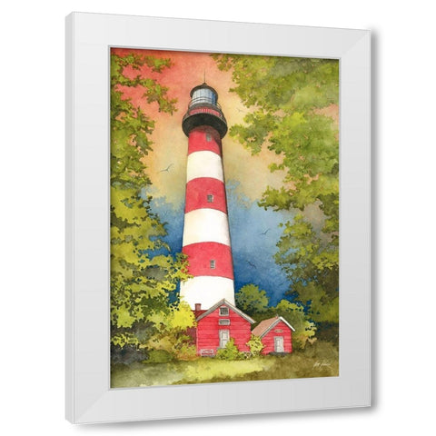 Assateague Lighthouse White Modern Wood Framed Art Print by Rizzo, Gene