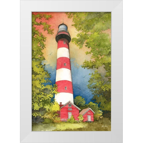 Assateague Lighthouse White Modern Wood Framed Art Print by Rizzo, Gene