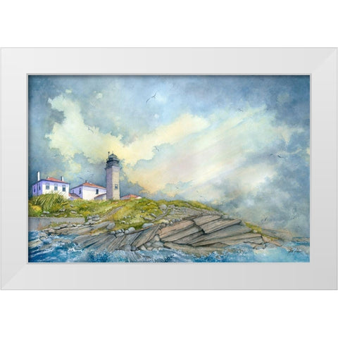 Beavertail Lighthouse - R.I. White Modern Wood Framed Art Print by Rizzo, Gene