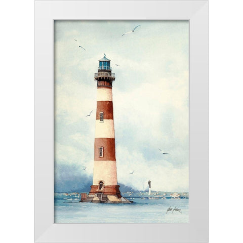 Old Charleston Lighthouse - S.C. White Modern Wood Framed Art Print by Rizzo, Gene