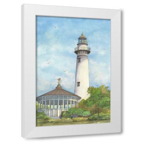 St. Simons Lighthouse White Modern Wood Framed Art Print by Rizzo, Gene