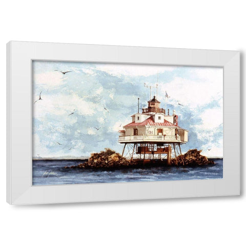 Thomas Point, Maryland White Modern Wood Framed Art Print by Rizzo, Gene