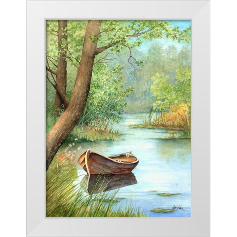 Serene White Modern Wood Framed Art Print by Rizzo, Gene