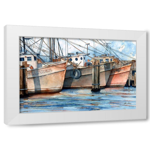 Dock on the Bay White Modern Wood Framed Art Print by Rizzo, Gene