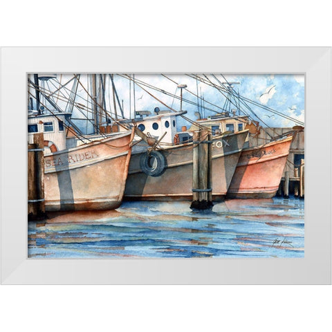 Dock on the Bay White Modern Wood Framed Art Print by Rizzo, Gene