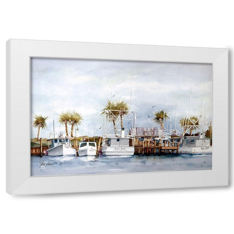 Dockside White Modern Wood Framed Art Print by Rizzo, Gene