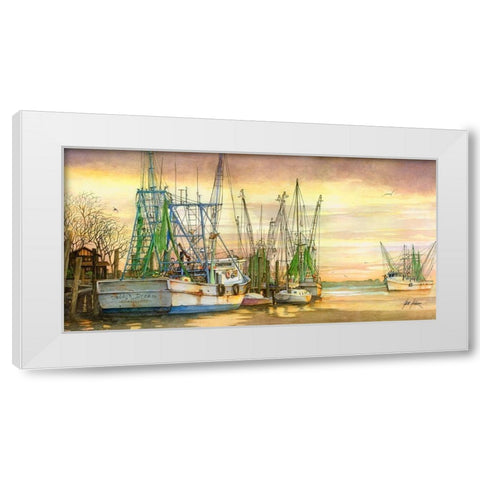 Shrimpers Delight White Modern Wood Framed Art Print by Rizzo, Gene