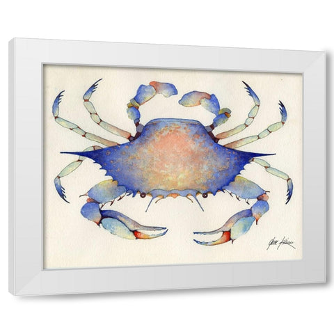 Blue Crab White Modern Wood Framed Art Print by Rizzo, Gene