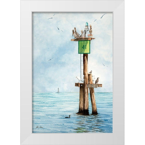 Channel Marker 41 White Modern Wood Framed Art Print by Rizzo, Gene