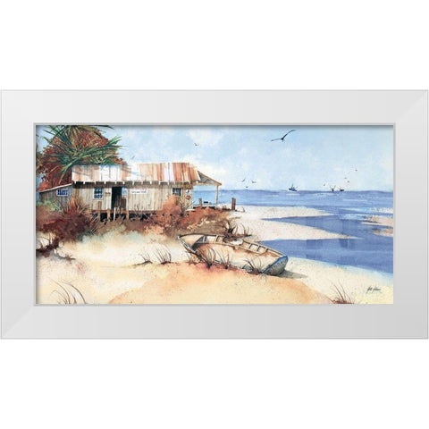 Dinghy Pano White Modern Wood Framed Art Print by Rizzo, Gene