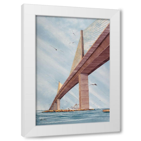 Skyway Bridge White Modern Wood Framed Art Print by Rizzo, Gene
