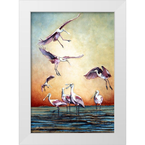 Flying Roseates White Modern Wood Framed Art Print by Rizzo, Gene