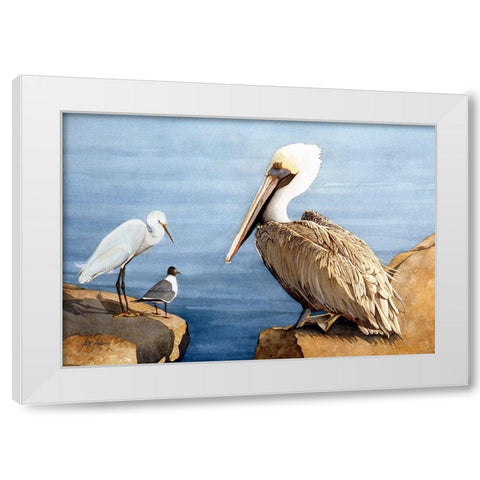 Seabird Sunbathers White Modern Wood Framed Art Print by Rizzo, Gene