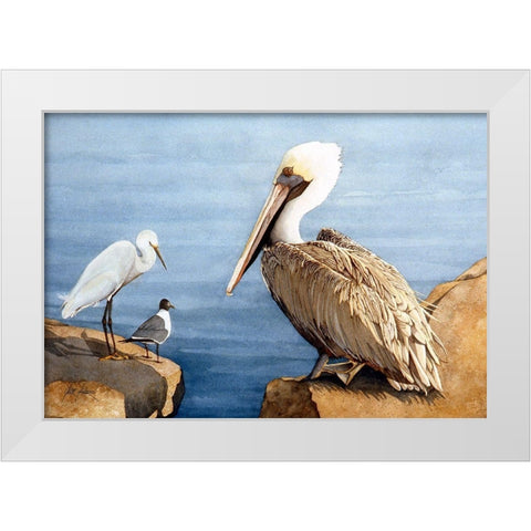 Seabird Sunbathers White Modern Wood Framed Art Print by Rizzo, Gene