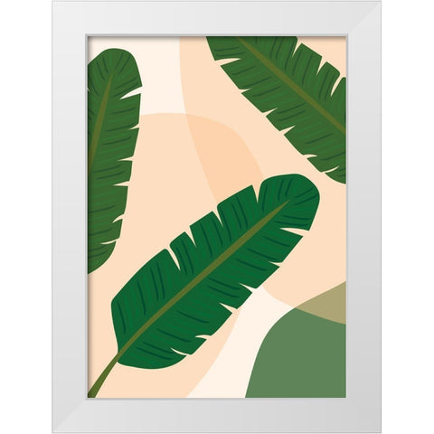 Banana Leaf White Modern Wood Framed Art Print by Hollie, Jasmine