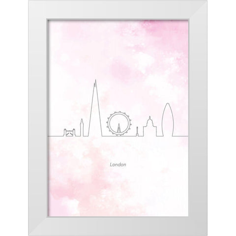 London Skyline White Modern Wood Framed Art Print by Hollie, Jasmine