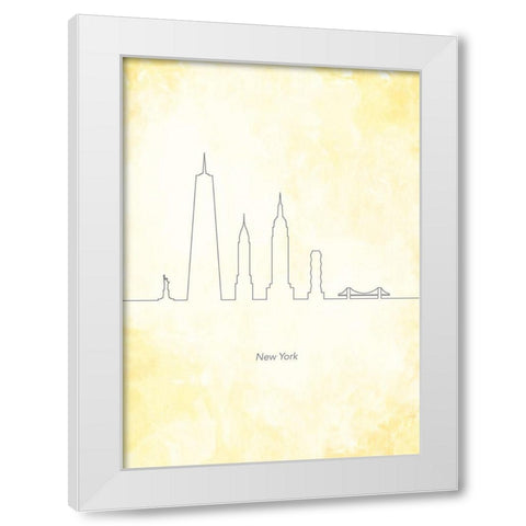 New York Skyline White Modern Wood Framed Art Print by Hollie, Jasmine