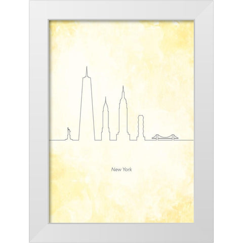 New York Skyline White Modern Wood Framed Art Print by Hollie, Jasmine