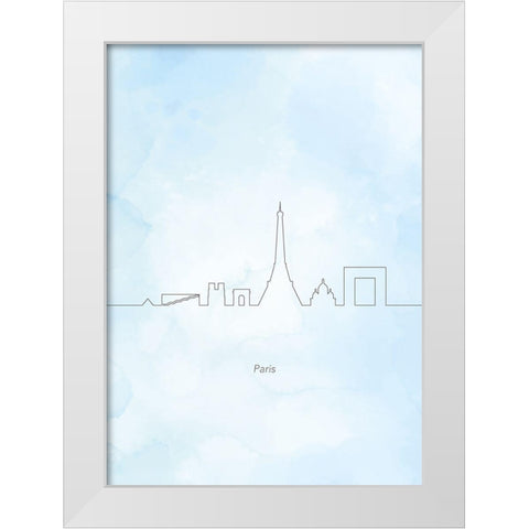 Paris Skyline White Modern Wood Framed Art Print by Hollie, Jasmine