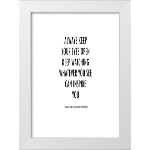 Whatever You See White Modern Wood Framed Art Print by Mi, Suki