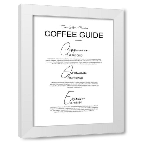 Coffee Guide White Modern Wood Framed Art Print by Mi, Suki
