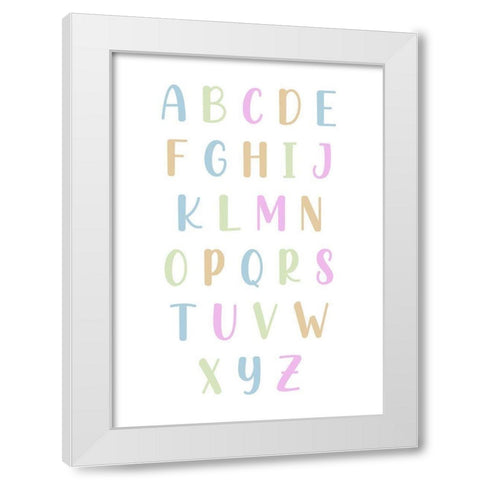 Pastel Alphabet  White Modern Wood Framed Art Print by Mi, Suki