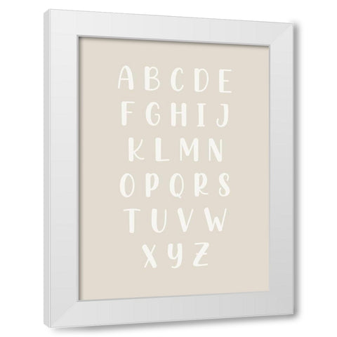 Neutral Alphabet White Modern Wood Framed Art Print by Mi, Suki