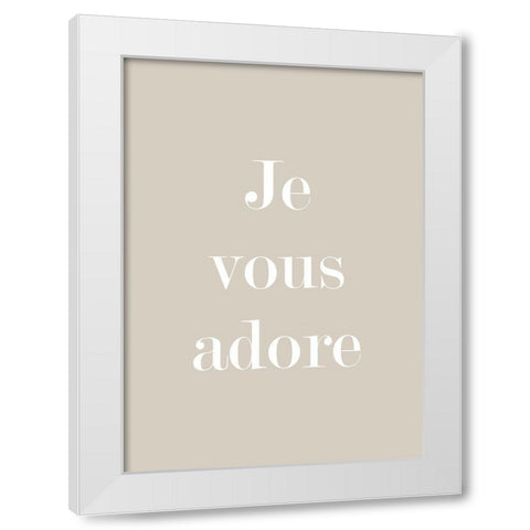 Je Vous Adore White Modern Wood Framed Art Print by Mi, Suki