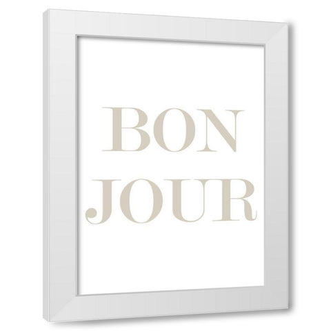 Bon Jour White Modern Wood Framed Art Print by Mi, Suki