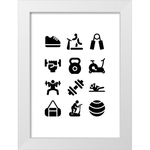 Gym Activities White Modern Wood Framed Art Print by Mi, Suki